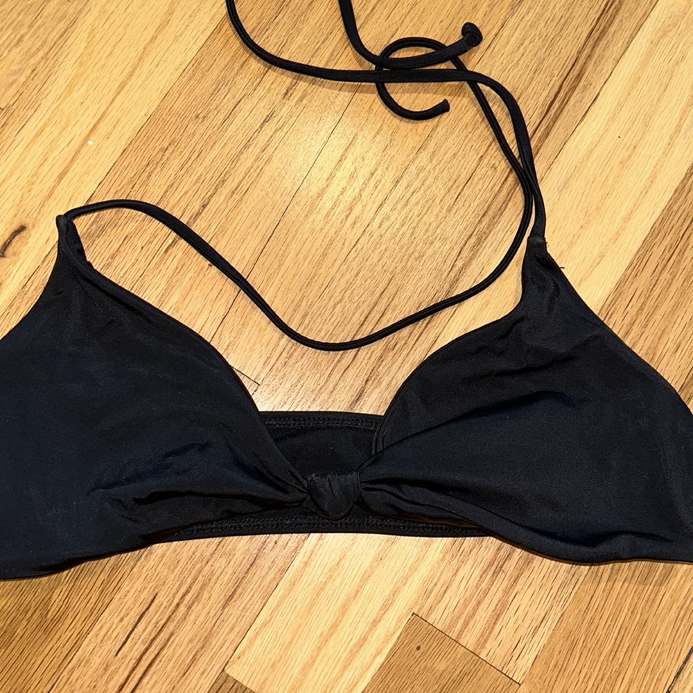 Black tie top bikini top